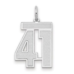 14k White Gold, Jersey Collection, Medium Number 41 Pendant